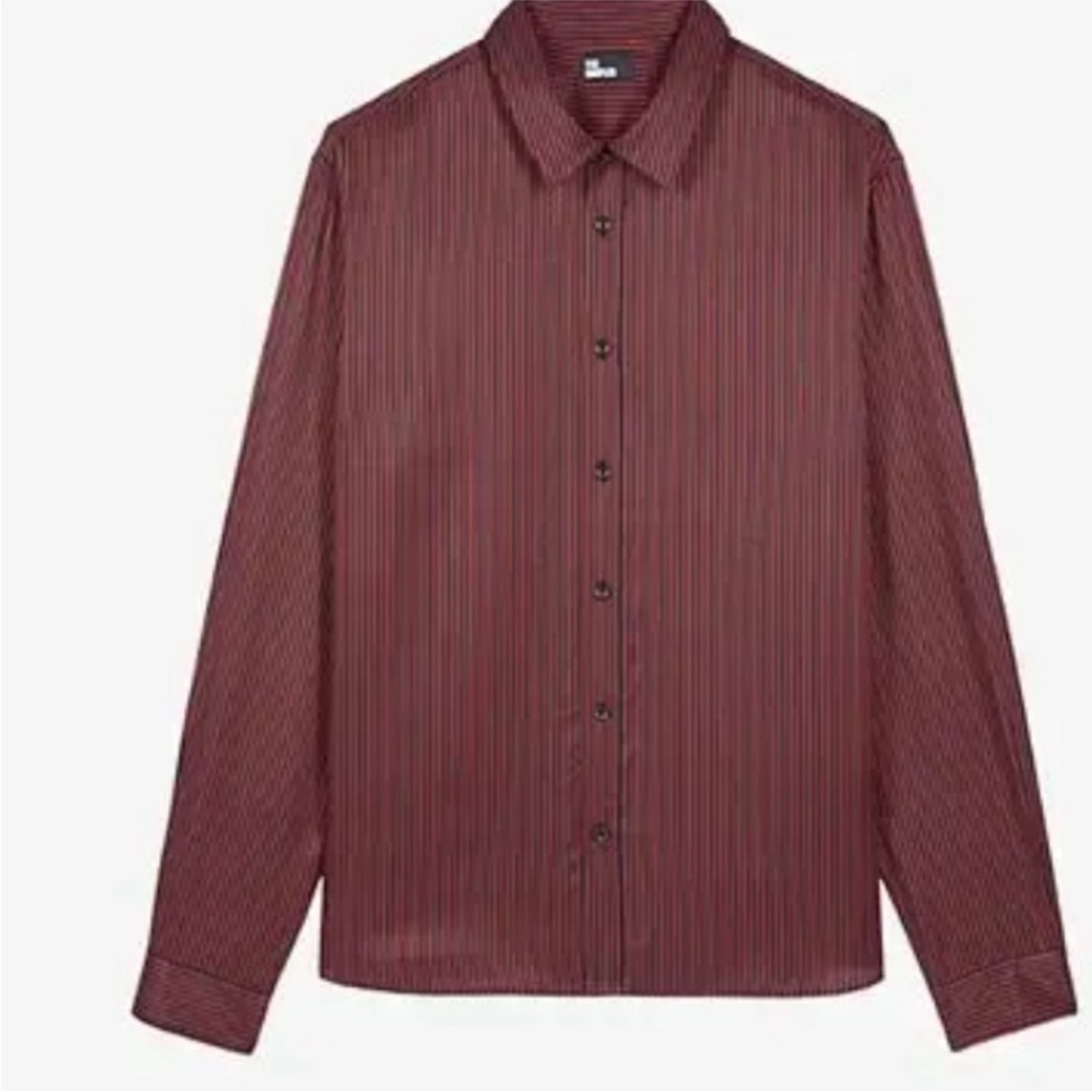 THE KOOPLES Striped Slim Fit Silk Blend Woven Shirt Sz S